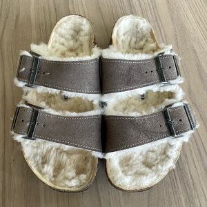 Birkenstock Tan Shearling Sandals